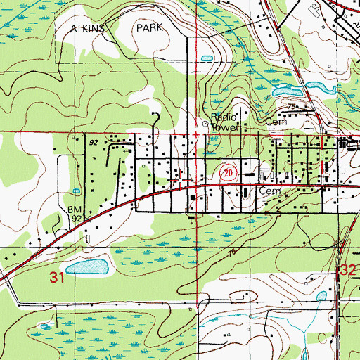 Topographic Map of Calhoun Liberty Ambulance, FL