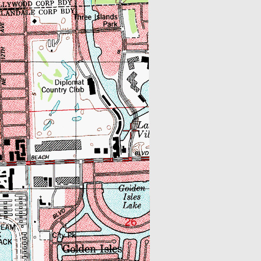Topographic Map of Hallandale Beach Fire and Rescue Department Station 90, FL