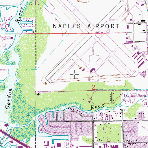 Topographic Map of Collier County Emergency Medical Services Helicopter Operations Center, FL