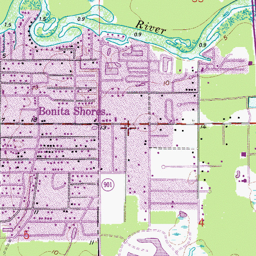 Topographic Map of Lee County Emergency Medical Services Station 37, FL