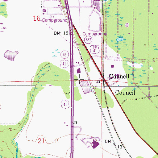 Topographic Map of Lee County Emergency Medical Services Station 13, FL
