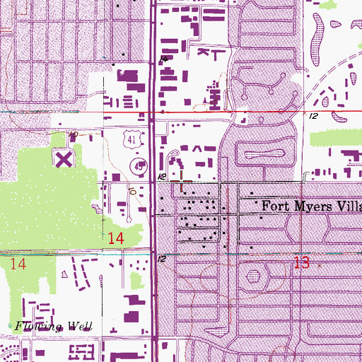 Topographic Map of Lee County Emergency Medical Services Station 1, FL
