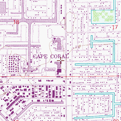 Topographic Map of Lee County Emergency Medical Services, FL