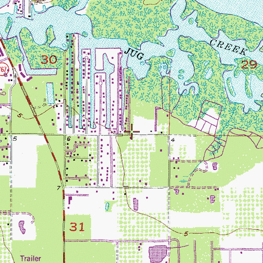 Topographic Map of Lee County Emergency Medical Services, FL