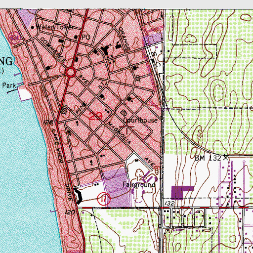 Topographic Map of Highlands County Emergency Medical Services Sebring Downtown, FL