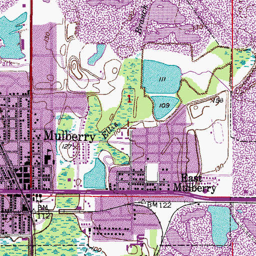 Topographic Map of Polk County Emergency Medical Services Station 7 Mulberry, FL