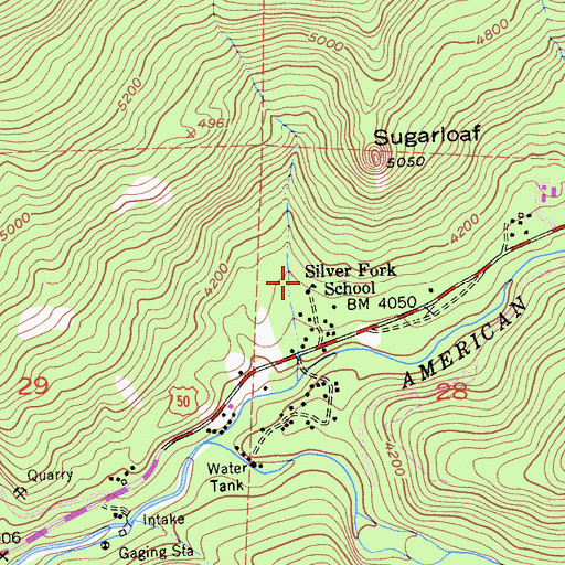 Topographic Map of Silver Fork Elementary School, CA