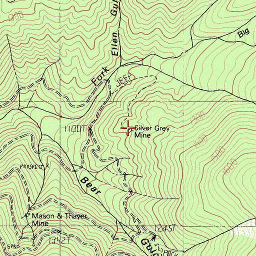 Topographic Map of Silver Grey Mine, CA
