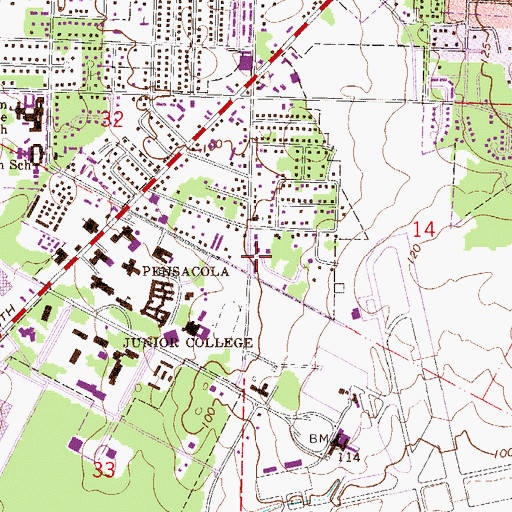 Topographic Map of Lifeguard Ground Transportation Pensacola, FL