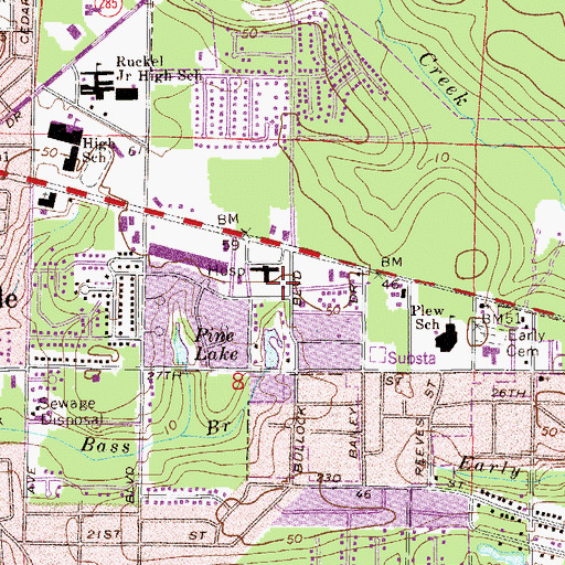 Topographic Map of Okaloosa County Emergency Medical Services Station 1, FL