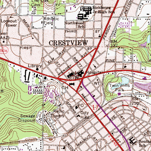 Topographic Map of Okaloosa County Emergency Medical Services Station 4, FL