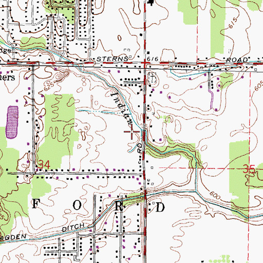 Topographic Map of Monroe Community Ambulance Bedford Township, MI