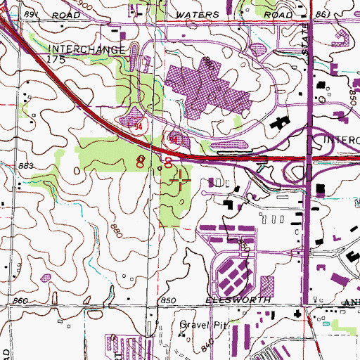 Topographic Map of Huron Valley Ambulance Main House Ann Arbor, MI