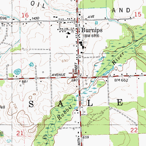 Topographic Map of Wayland Area Ambulance Service, MI