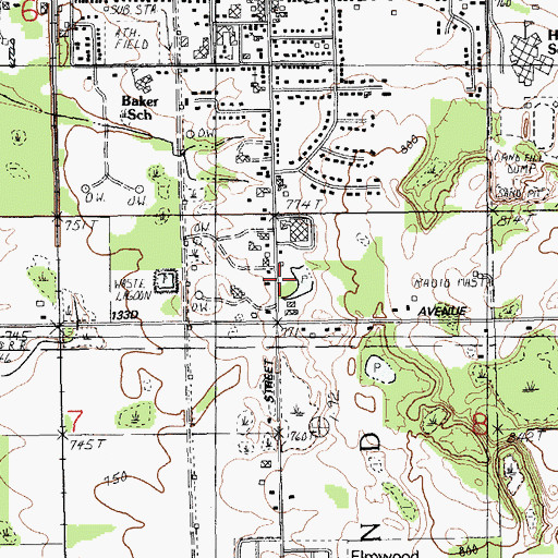 Topographic Map of Wayland Area Ambulance Service, MI