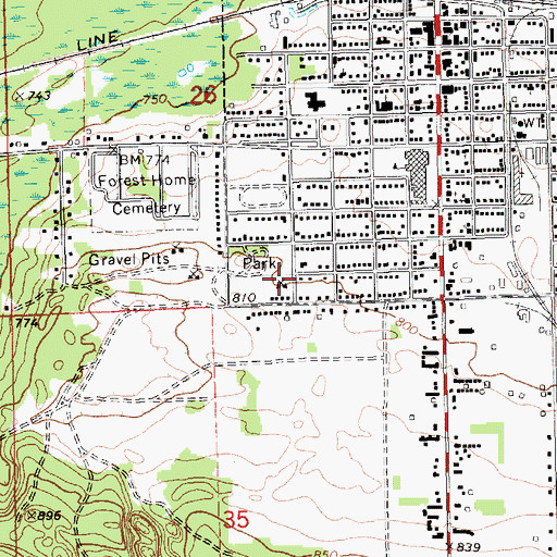 Topographic Map of Luce County Ambulance Service, MI