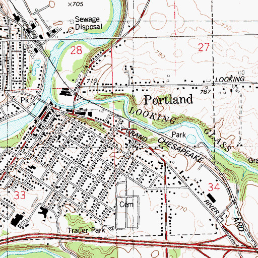 Topographic Map of Portland Ambulance Service, MI