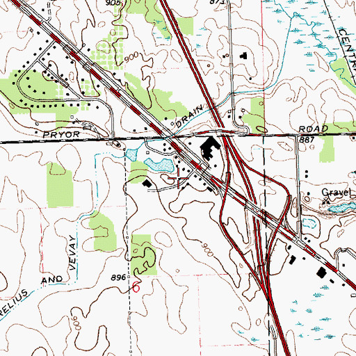 Topographic Map of Lansing - Mason Area Ambulance Service, MI