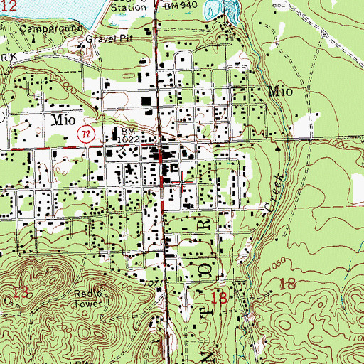 Topographic Map of Oscoda County Ambulance Service, MI