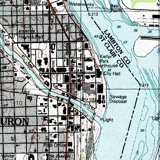 Topographic Map of Tri - Hospital Emergency Medical Services Central Station, MI