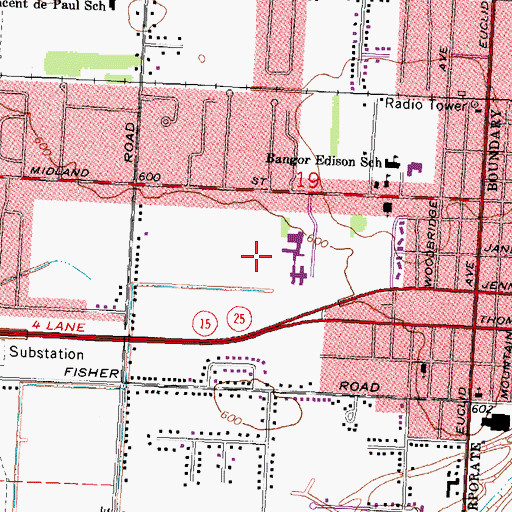 Topographic Map of Bay Regional Medical Center Emergency Medical Services Stations 3 and 4, MI