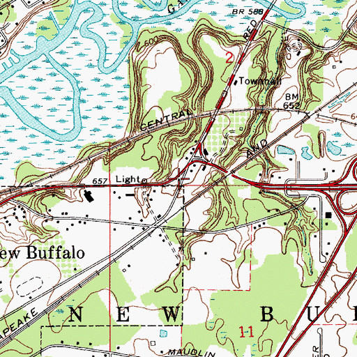 Topographic Map of Medic 1 Emergency Medical Services New Buffalo, MI