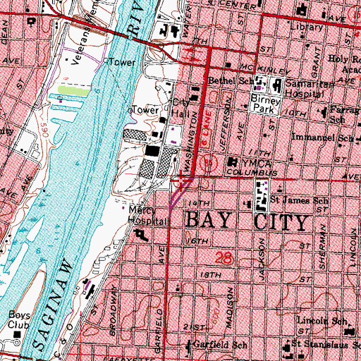 Topographic Map of Bay Regional Medical Center Emergency Medical Services Station 1 and 2, MI