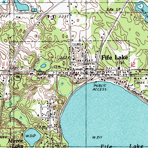Topographic Map of Fife Lake Area Emergency Medical Services, MI