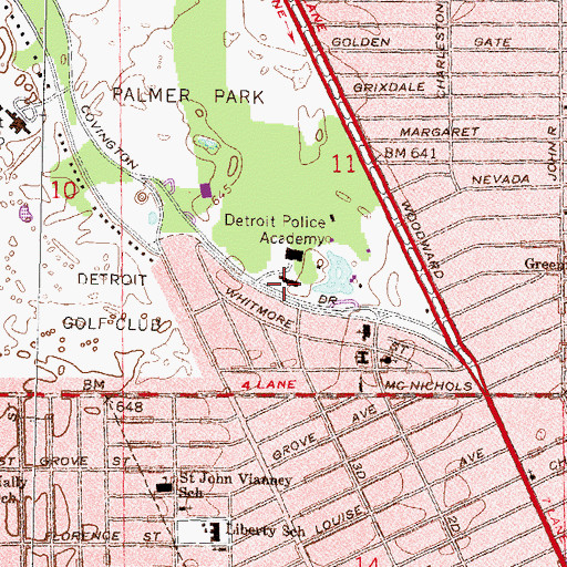 Topographic Map of City of Detroit Fire Department Emergency Medical Services Medic 18, MI
