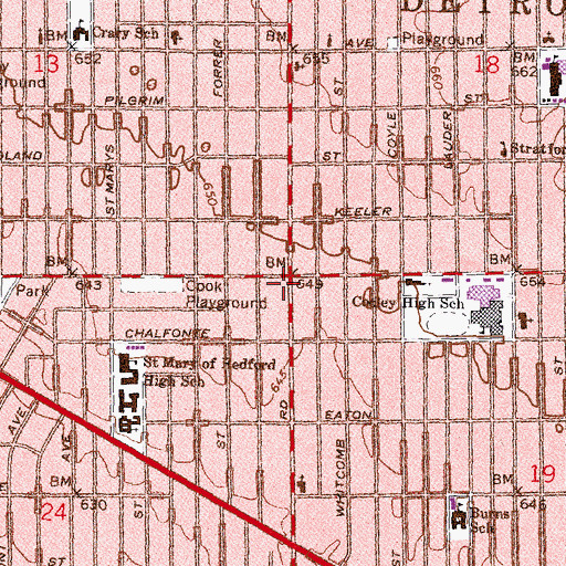 Topographic Map of City of Detroit Fire Department Emergency Medical Services Medic 17, MI