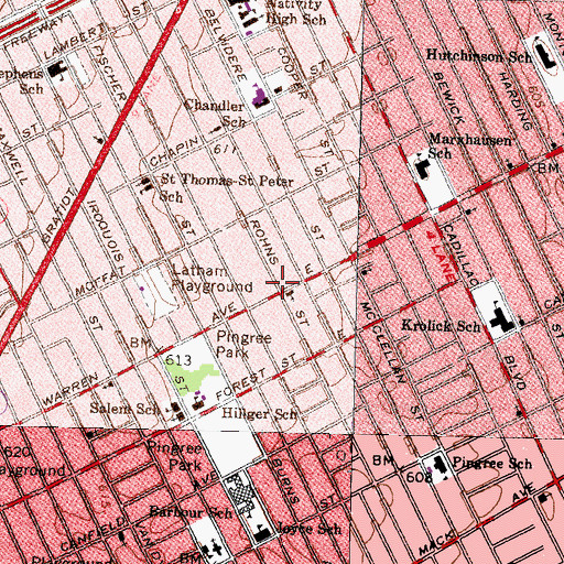 Topographic Map of City of Detroit Fire Department Emergency Medical Services Medic 14, MI