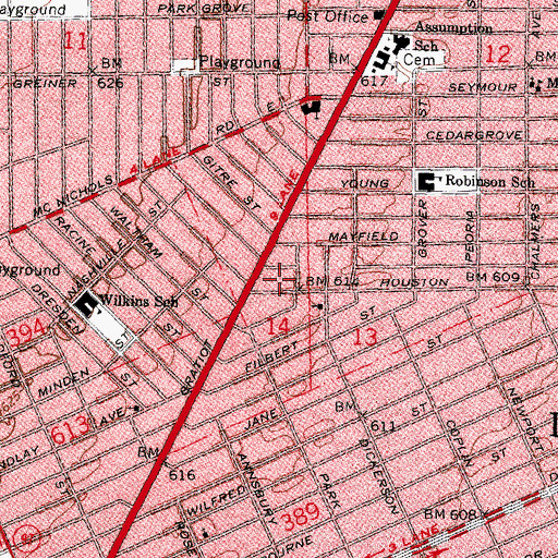 Topographic Map of City of Detroit Fire Department Emergency Medical Services Medic 15, MI