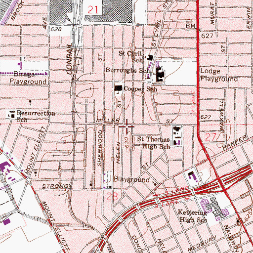 Topographic Map of City of Detroit Fire Department Emergency Medical Services Medic 13, MI