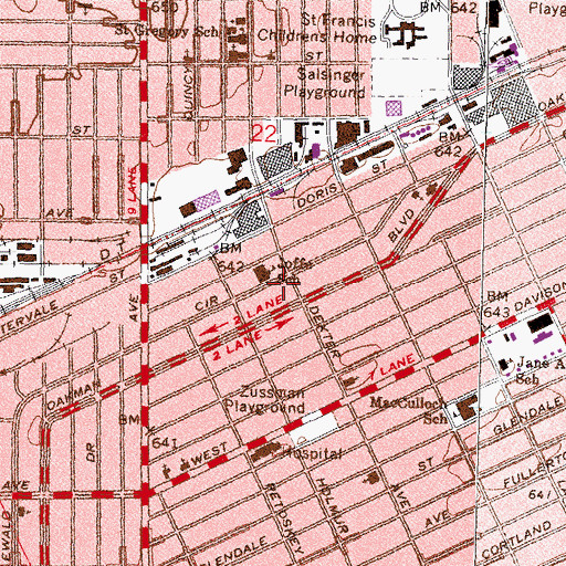 Topographic Map of City of Detroit Fire Department Emergency Medical Services Medic 10, MI