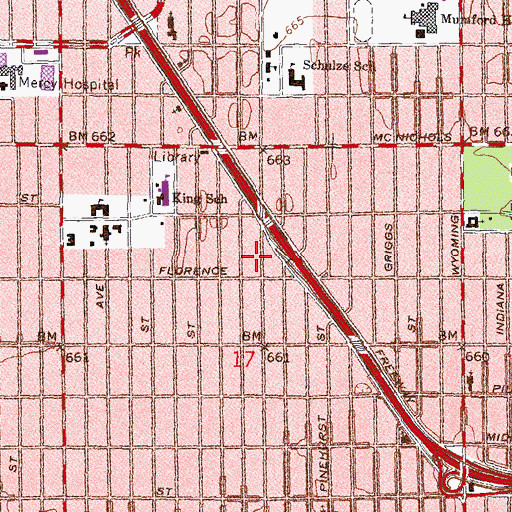 Topographic Map of City of Detroit Fire Department Emergency Medical Services Medic 3, MI