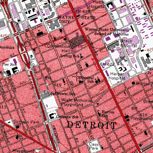 Topographic Map of City of Detroit Fire Department Emergency Medical Services Medic 6, MI