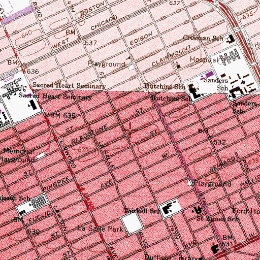 Topographic Map of City of Detroit Fire Department Emergency Medical Services Medic 1, MI