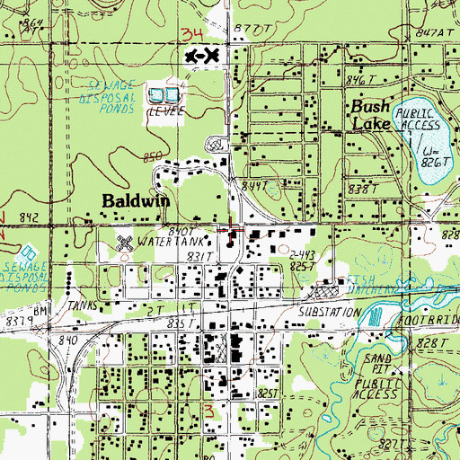 Topographic Map of Life Emergency Medical Services of Lake County Baldwin, MI