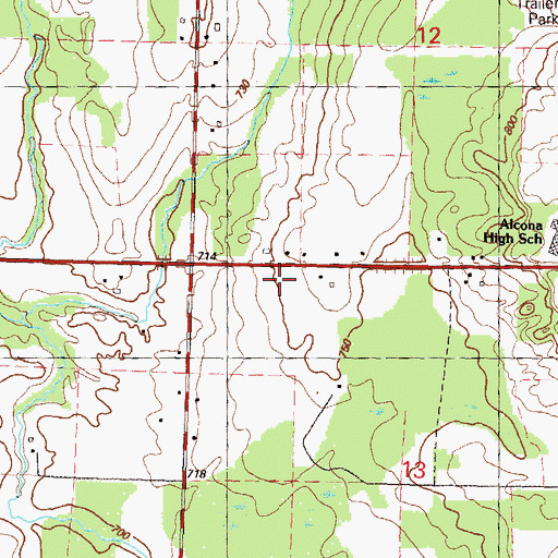 Topographic Map of Alcona County Emergency Medical Services Station 1, MI