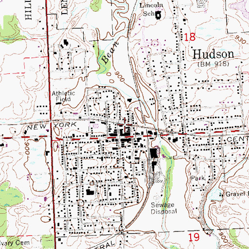 Topographic Map of Hudson Area Ambulance, MI