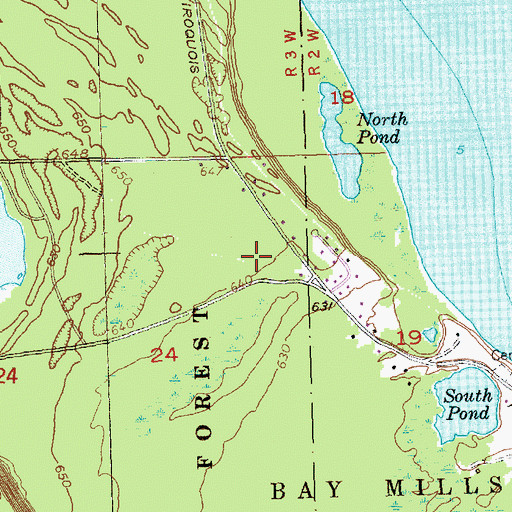 Topographic Map of Bay Mills Emergency Connection, MI