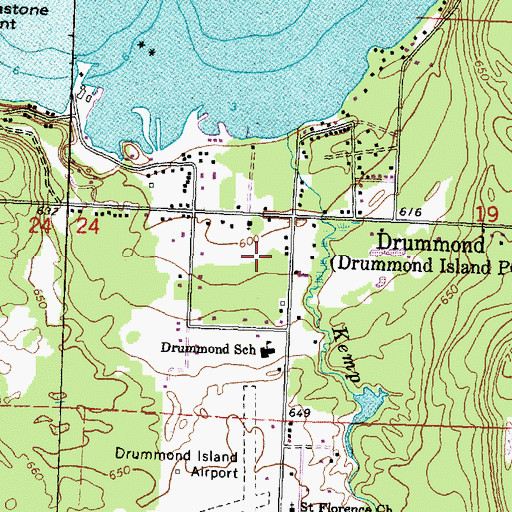 Topographic Map of Drummond Township Ambulance Service, MI
