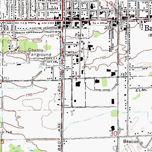 Topographic Map of Central Huron Ambulance Service Association, MI