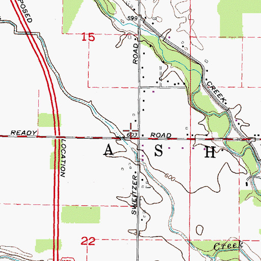Topographic Map of Monroe Community Ambulance Ash Township, MI