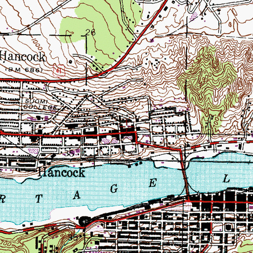 Topographic Map of Mercy Emergency Medical Services Hancock, MI