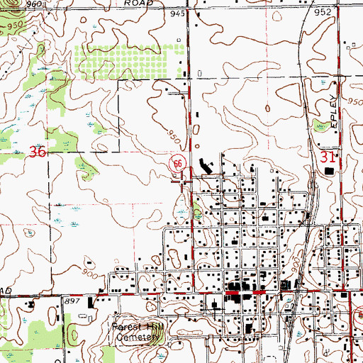 Topographic Map of Montcalm County Emergency Services, MI