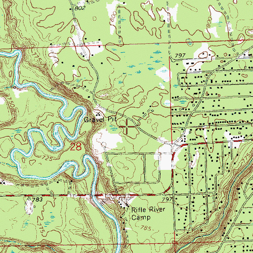 Topographic Map of Ogemaw County Emergency Medical Services Authority Mills Township, MI
