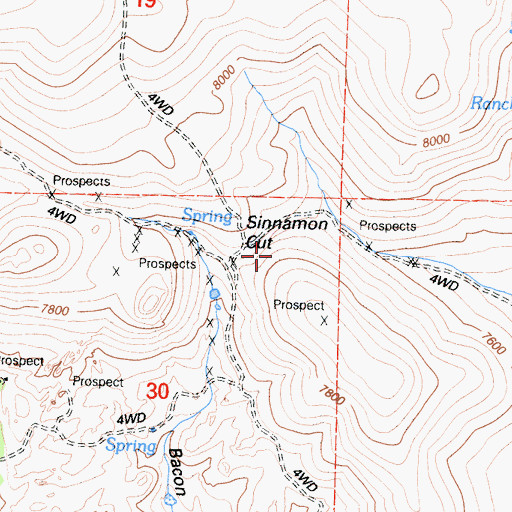 Topographic Map of Sinnamon Cut, CA