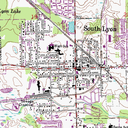 Topographic Map of Huron Valley Ambulance South Lyon, MI