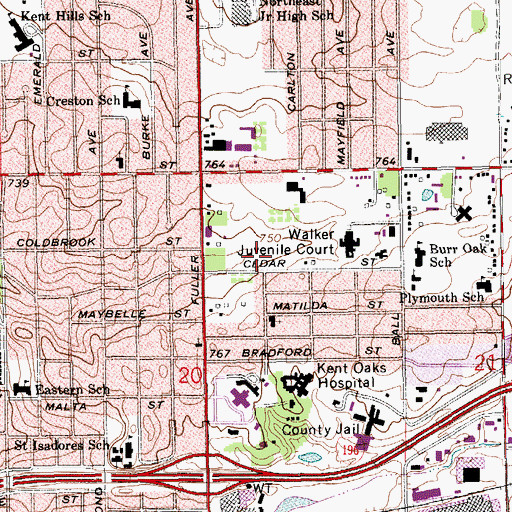 Topographic Map of Life Emergency Medical Services, MI